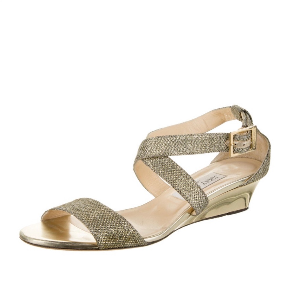 Jimmy Choo glitter wedges
